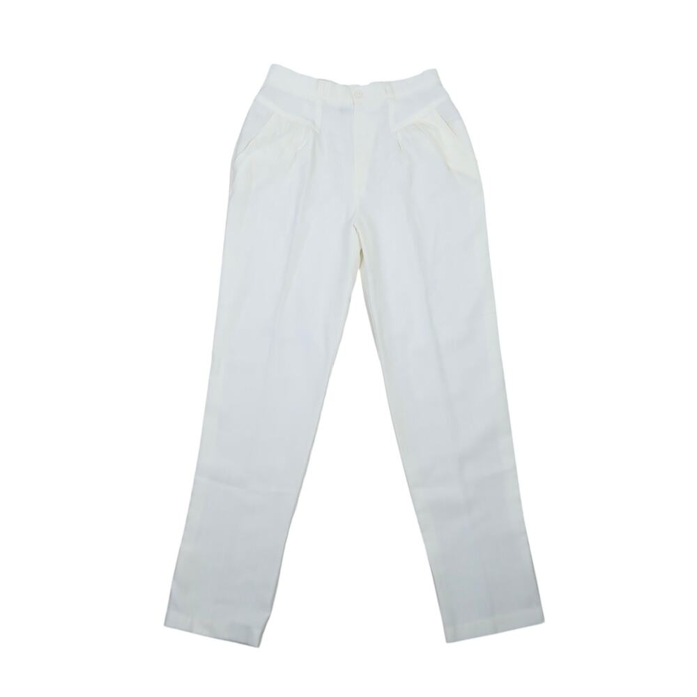 Vintage 80s Casablanca cream high rise pleat front trouser pants 27"